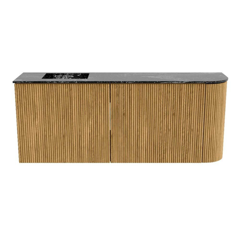 Mondiaz JOYA-DLUX 101.6cm toiletmeubel - ronding rechts kleur Oak - Wastafel FAYE positie Links 1 kraangat kleur Lava. SW1422111