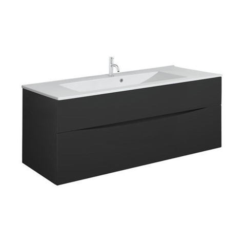 Crosswater Glide II Meuble sous vasque - 100x45x52cm - 2 tiroirs sans poignées - noir mat SW670223
