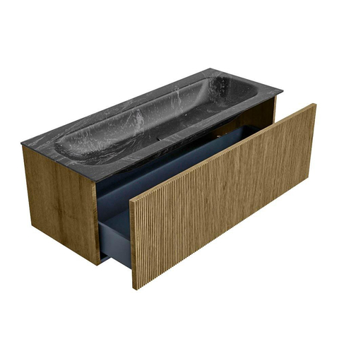 Mondiaz KURVE-DLUX Ensemble de meuble de salle de bains - 120x46x40cm - 1 tiroir - vasque solid surface - central - 2 trous de robinet - Dusk SW1415537