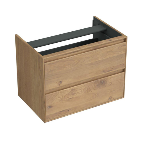 Forzalaqua Reno 2.0 meuble sous-lavabo 80x51x60cm avec 2 tiroirs sans poignées à fermeture douce Chêne massif Oyster SW492429