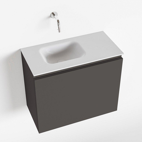 MONDIAZ OLAN Toiletmeubel 60x30x40cm met 0 kraangaten 1 lades dark grey mat Wastafel Lex links Solid Surface Wit SW473252