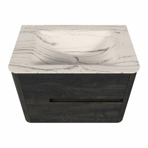 Mondiaz CIRO-DLUX Badkamermeubelset - 70x45x50cm - Solid surface wastafel Nata - 1 wasbak Midden - zonder kraangaten - 2 lades - Shadow SW1532598
