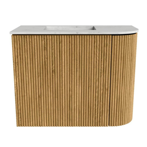 Mondiaz JOYA-DLUX 51.6cm toiletmeubel - ronding rechts kleur Oak - Wastafel FAYE positie Links Zonder kraangat kleur Opalo. SW1422124