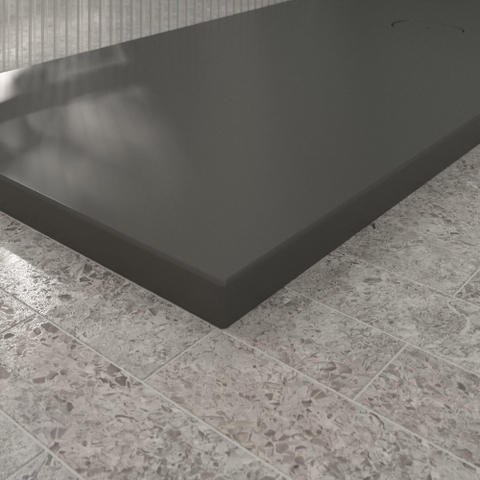 Villeroy & Boch Ecora douchebak - 160x80x4.5cm - afvoer korte zijde - anthracite (antraciet) SW1558971