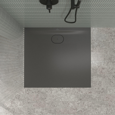 Villeroy & Boch Ecora douchebak - 100x90x3.5cm - afvoer lange zijde - anthracite (antraciet) SW1558970