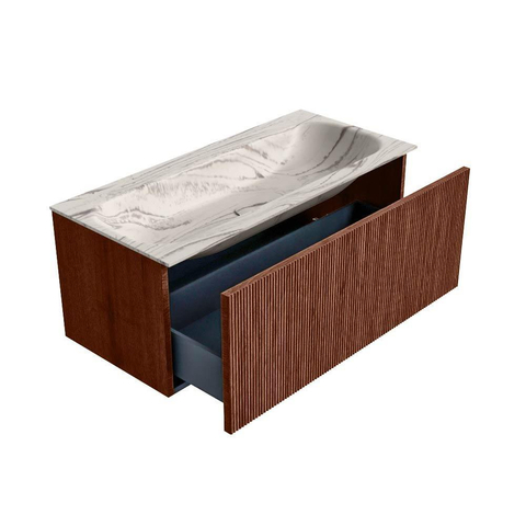MONDIAZ KURVE-DLUX Meuble de salle de bains 100cm couleur Ruby avec 1 tiroir et 0 porte. Lavabo BIG MEDIUM Central 1 trou de robinet Nata. SW1432542