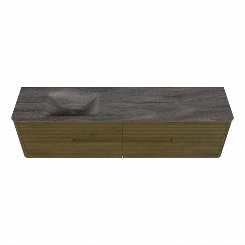 Mondiaz CIRO-DLUX Meuble de salle de bains - 190x45x50cm - Plan vasque solid surface Oza - 1 vasque à gauche - 1 trou de robinet - 4 tiroirs - Dusk SW1533311
