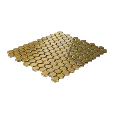 The Mosaic Factory Barcelona mozaïektegel - 26x30cm - 6mm - hexagon - glans gold (goud) SW1604133