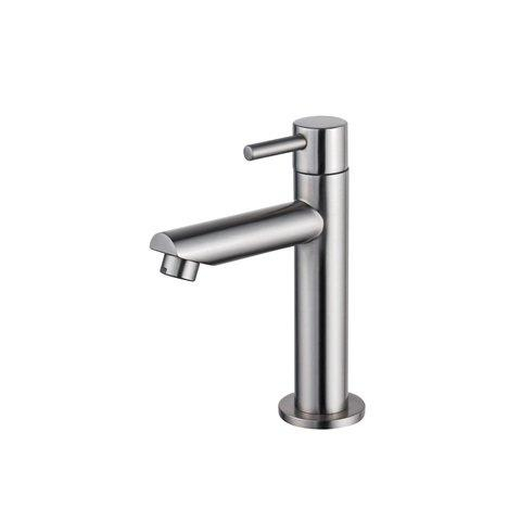 QeramiQ Fuente Pack Lave-mains d'angle - 30x30x10cm - 1 trou de robinet - céramique - robinet Inox brossé - Blanc brillant SW1111512
