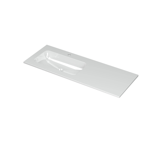 Ink Aspekt lavabo - 120x45x1.5cm - vasque à gauche - 1 trou de robinet - blanc brillant SW439630