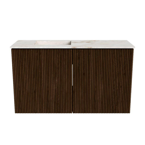 Mondiaz JOYA-DLUX 70cm meuble de salle de bains - couleur Walnut - Vasque FAYE position Gauche 1 trou de robinet couleur Frappe. SW1422263