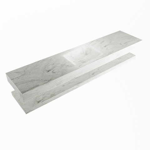 MONDIAZ ALAN - DLUX Badkamermeubelset - 200cm - planchet - Opalo - vrijhangende wastafel - wasbak midden - 0 kraangaten - Opalo SW809184