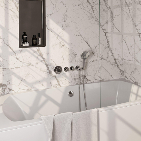 Brauer Chrome Edition Mitigeur bain encastrable thermostatique remplissage baignoire par trop-plein avec douchette ronde 3 jets Chrome SW398030
