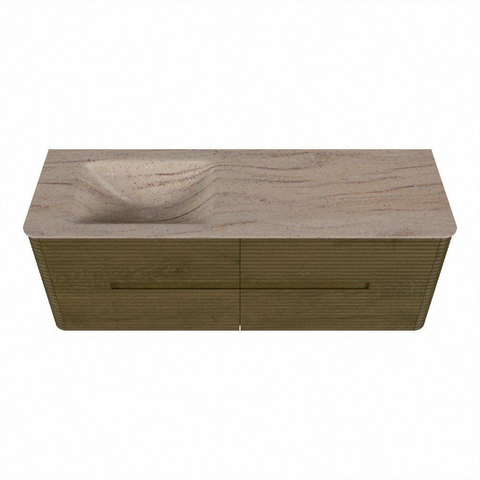 Mondiaz CIRO-DLUX Badkamermeubelset - 140x45x50cm - Solid surface wastafel Saba - 1 wasbak Links - zonder kraangaten - 4 lades - Dusk SW1533345