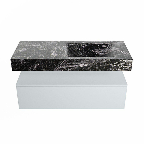 Mondiaz ALAN-DLUX Ensemble de meuble - 110cm - meuble Clay mat - 1 tiroir - Lavabo Cloud Lava suspendu - vasque Droite - 0 trous de robinet SW808545