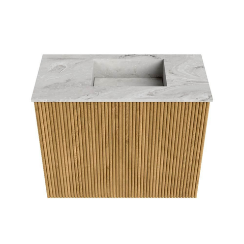 Mondiaz JOYA-DLUX 50cm toiletmeubel - kleur Oak - Wastafel FAYE positie Rechts Zonder kraangat kleur Glace. SW1421940