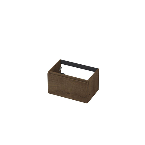 INK Wastafelonderkast - 70x45x40cm - 1 lade - greeploos - met houten keerlijst - MDF - Chocolate SW493528