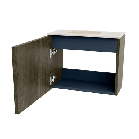 Mondiaz JOYA-DLUX 50cm toiletmeubel - kleur Shadow - Wastafel FAYE positie Links Zonder kraangat kleur Meli. SW1424857