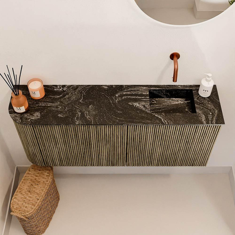 Mondiaz JOYA-DLUX 101.6cm toiletmeubel - ronding links kleur Dusk - Wastafel FAYE positie Rechts Zonder kraangat kleur Lava. SW1423322