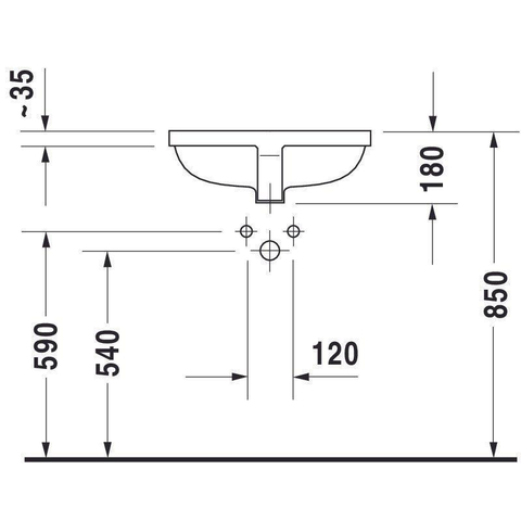 Duravit Starck 3 Philippe Starck - 3 onderbouwwastafel - zonder kraangat - 49x36cm - met wondergliss - wit 0313920