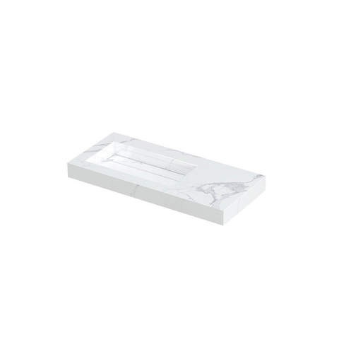 INK Pitch lavabo - 100x45x9cm - 1 cuve à gauche - 0 trous de robinet - bonde céramique Statuario brillant SW693315
