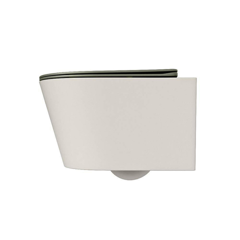 Mondiaz LAVIE hangtoilet – spoelrandloos – 36 x 53 cm – met softclose zitting – Linen (offwhite), zitting Army (groen) SW1208574