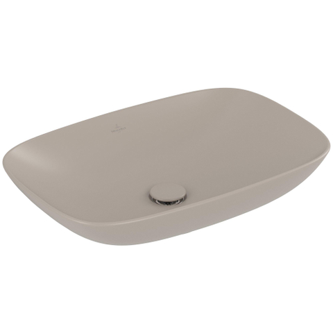Villeroy & Boch Loop & Friends opzetwastafel - 62x42cm - zonder kraangat - met overloop CeramicPlus - mat almond (beige) SW644139