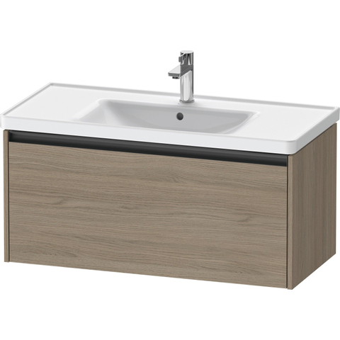 Duravit Ketho.2 Wastafelonderbouwkast - met 1 lade - 98.4x45.5x44cm - met greep antraciet - eiken terra mat SW772372