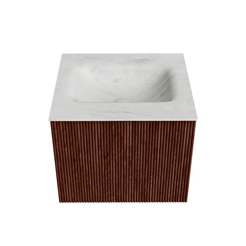 Mondiaz KURVE-DLUX Badkamermeubelset - 50x46x40cm - 1 lade - wastafel solid surface - midden - zonder kraangat - Ruby SW1415700