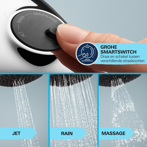 Grohe Vitalio Comfort QuickFix Handdoucheset - diameter 11cm - 3 straalsoorten - 8.0l/min - met houder - met slang - 175cm - chroom SW1028247