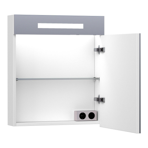 Miroir de toilette BRAUER Promise - 60x70x15cm -- avec éclairage direct 1 porte miroir simple à droite en blanc mat SW371677