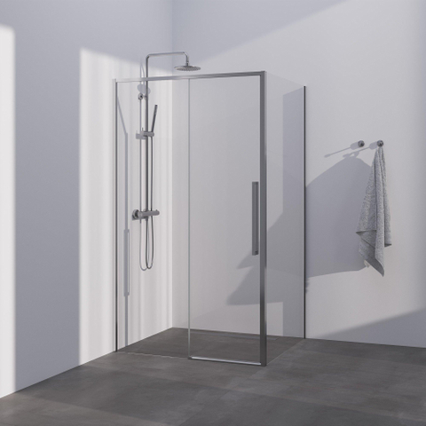 BRAUER Season cabine de douche - 100x80x200cm - porte coulissante - verre transparent - réversible - revêtement de verre - inox SW1448771