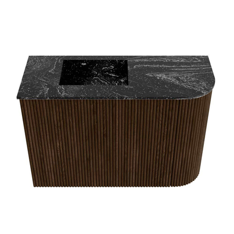 Mondiaz JOYA-DLUX Meuble de salle de bains 61,6cm - arrondi droit couleur Noyer - Vasque FAYE position Gauche 1 trou de robinet couleur Lava SW1422462
