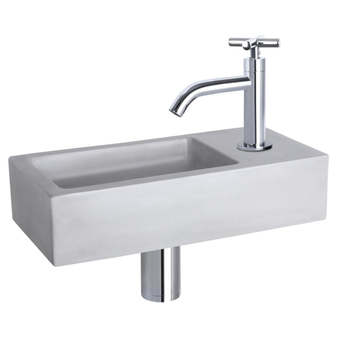 Differnz Ravo fonteinset – 38.5x18.5x9 cm – beton licht grijs – gebogen chromen kraan met kruisgreep SW705512