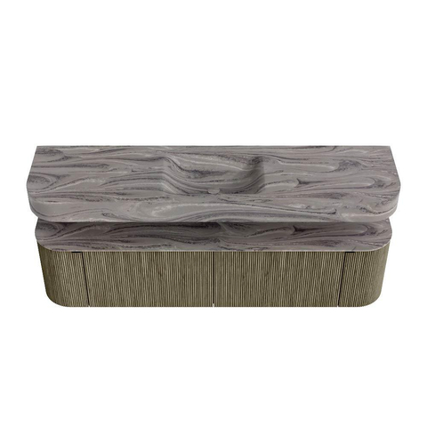 MONDIAZ THOR-DLUX Meuble de salle de bains - 180cm - arrondi gauche + droite - couleur Shadow - 2 tiroirs - 2 portes - Vasque suspendue CLOUD Milieu sans trou de robinet - couleur Sombra SW1466344