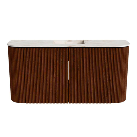 Mondiaz JOYA-DLUX 83.2cm meuble de toilette - arrondi gauche et droite couleur Ruby - Vasque FAYE position Milieu Sans trou de robinet couleur Frappe. SW1423527