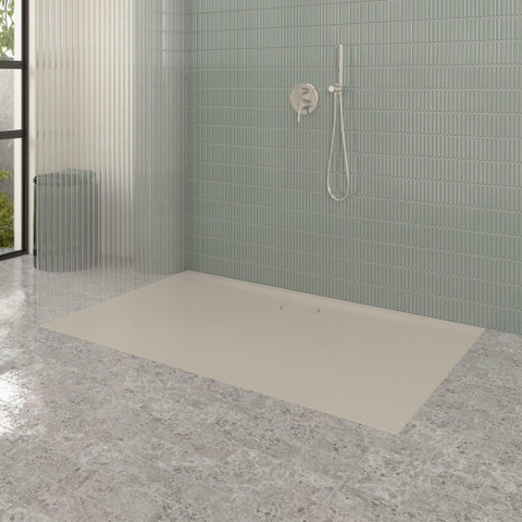 Villeroy & Boch Ecora douchebak - 160x100x3.5cm - afvoer lange zijde - almond (beige) SW1558965