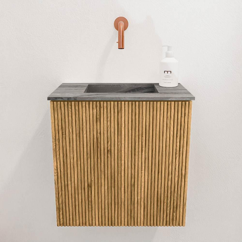 Mondiaz JOYA-DLUX 40cm toiletmeubel - kleur Oak - Wastafel FAYE positie Midden Zonder kraangat kleur Sombra. SW1424238