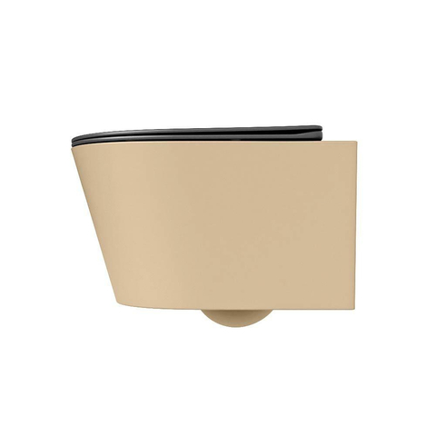 Mondiaz LAVIE hangtoilet – spoelrandloos – 36 x 53 cm – met softclose zitting – Sand (beige), zitting Dark grey (grijs) SW1208612