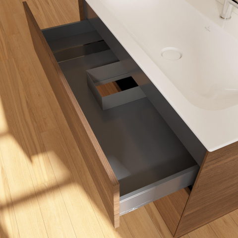 Villeroy & Boch finion wastafelonderbouwkast - met 2 laden - 99.6x59.1x49.8cm - voor meubelwastafel - 4164 - Walnut Veneer (mat hout) SW106678