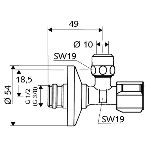 Schell Comfort robinet d'équerre avec filtre 1/2 SW210124