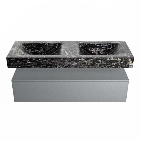 Mondiaz ALAN-DLUX Ensemble de meuble - 130cm - meuble Plata mat - 1 tiroir - Lavabo Cloud Lava suspendu - vasque Gauche et droite - 0 trous de robinet SW808579