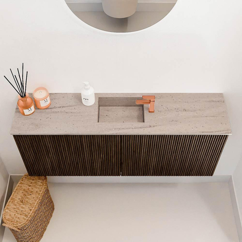 Mondiaz JOYA-DLUX 100cm toiletmeubel - kleur Walnut - Wastafel FAYE positie Midden 1 kraangat kleur Saba. SW1424662