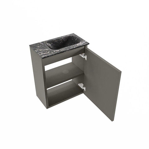 MONDIAZ TURE-DLUX Meuble de WC 40 cm Smoke. Lavabo EDEN Lava position à droite. Avec 1 trou de robinet. SW1104093