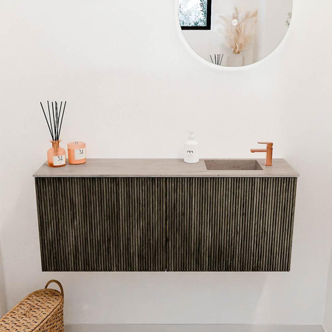 Mondiaz JOYA-DLUX 100cm toiletmeubel - kleur Shadow - Wastafel FAYE positie Rechts 1 kraangat kleur Saba. SW1425133