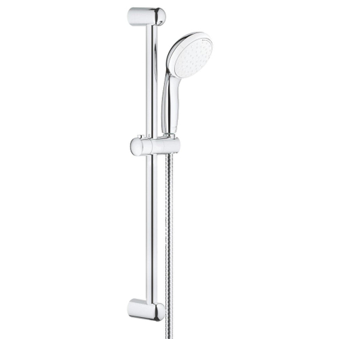 GROHE Tempesta 100 Ensemble barre de douche - 60cm - pomme de douche à main ronde - 2 types de jets - flexible de douche métallique - chrome SW762609