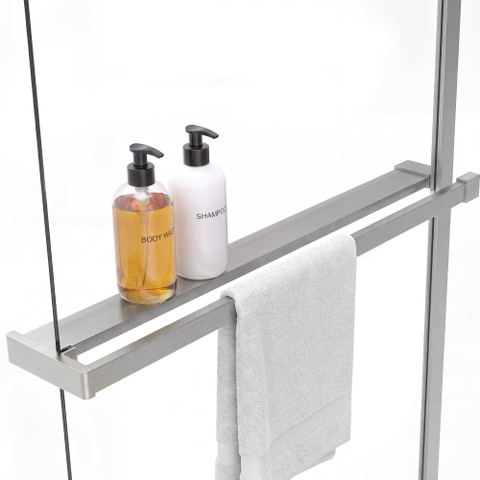 Fortifura Galeria handdoekrek voor inloopdouche - wandmontage / klemt op het glas - 140cm - inkortbaar - geborsteld rvs SW1579867