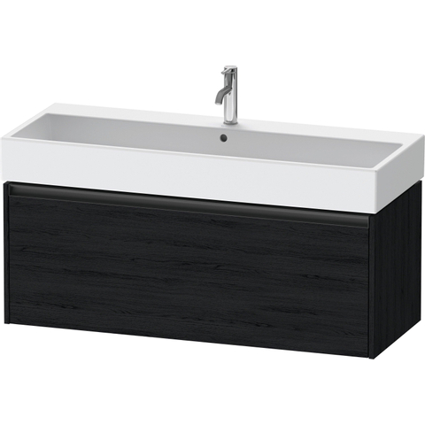 Duravit Ketho.2 Wastafelonderbouwkast - met 1 lade - voor enkele wastafel - 118.4x46x44cm - met greep antraciet - eiken zwart mat SW772856