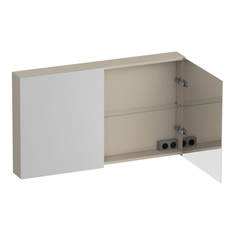 BRAUER Impress armoire de toilette – 119 x 70 x 15 cm – 2 portes, portes-miroir double face – Beige mat SW1199009