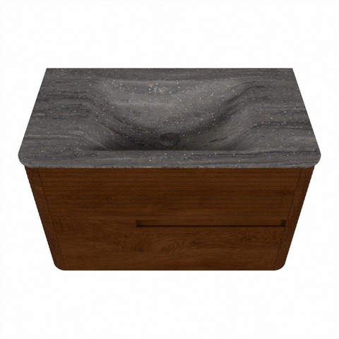 Mondiaz CIRO-DLUX Badkamermeubelset - 80x45x50cm - Solid surface wastafel Oza - 1 wasbak Midden - zonder kraangaten - 2 lades - Ruby SW1532073